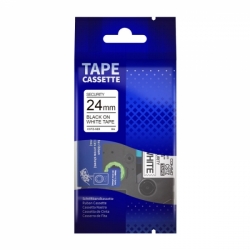 Cinta CSTZ-SE-5, para rotuladoras Brother, de 24mm. Negro sobre Blanco, Laminada, de Seguridad
