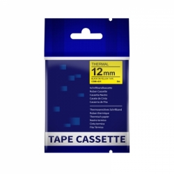 Cinta CSM-631, para rotuladoras Brother, de 12mm. Negro sobre Amarillo, No laminada, Estándar