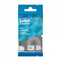 Cinta CSDY-45803, para rotuladoras DYMO, de 19mm. Negro sobre Blanco, Laminada, Estándar